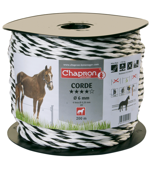 Corde de clôture électrique diamètre 6 mm