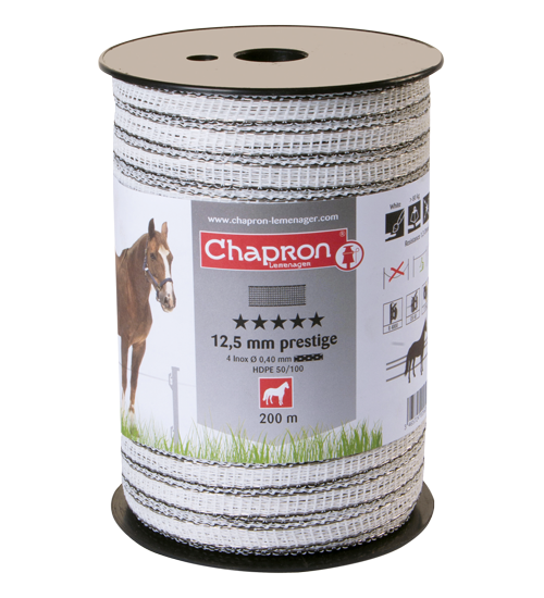 Ruban de clôture électrique qualité Prestige largeur 12 mm 200m
