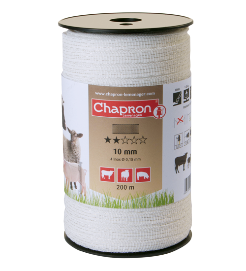 Ruban de clôture électrique qualité Eco largeur 10 mm 200mm