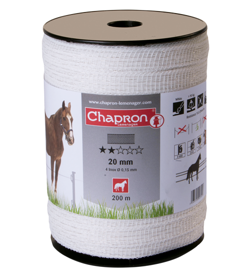 Ruban de clôture électrique qualité Eco largeur 20 mm 200m