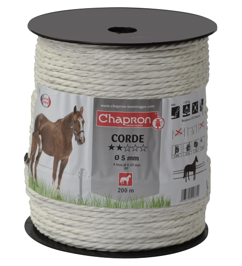 Corde de clôture électrique diamètre 5 mm 200m