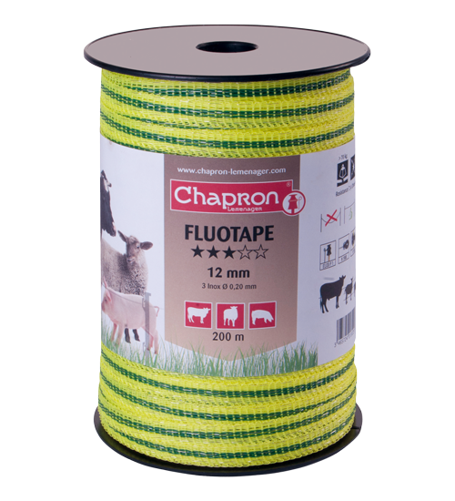 Ruban de clôture électrique qualité Inox 12 mm FLUOTAPE 200m